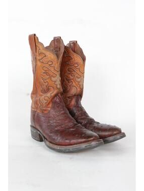 90's Lucchese Western Ostrich Quill Cowboy Boot